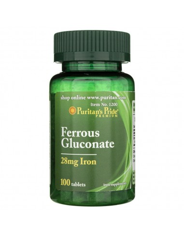 Puritan's Pride Glukonian żelaza 28 mg - 100 tabletek